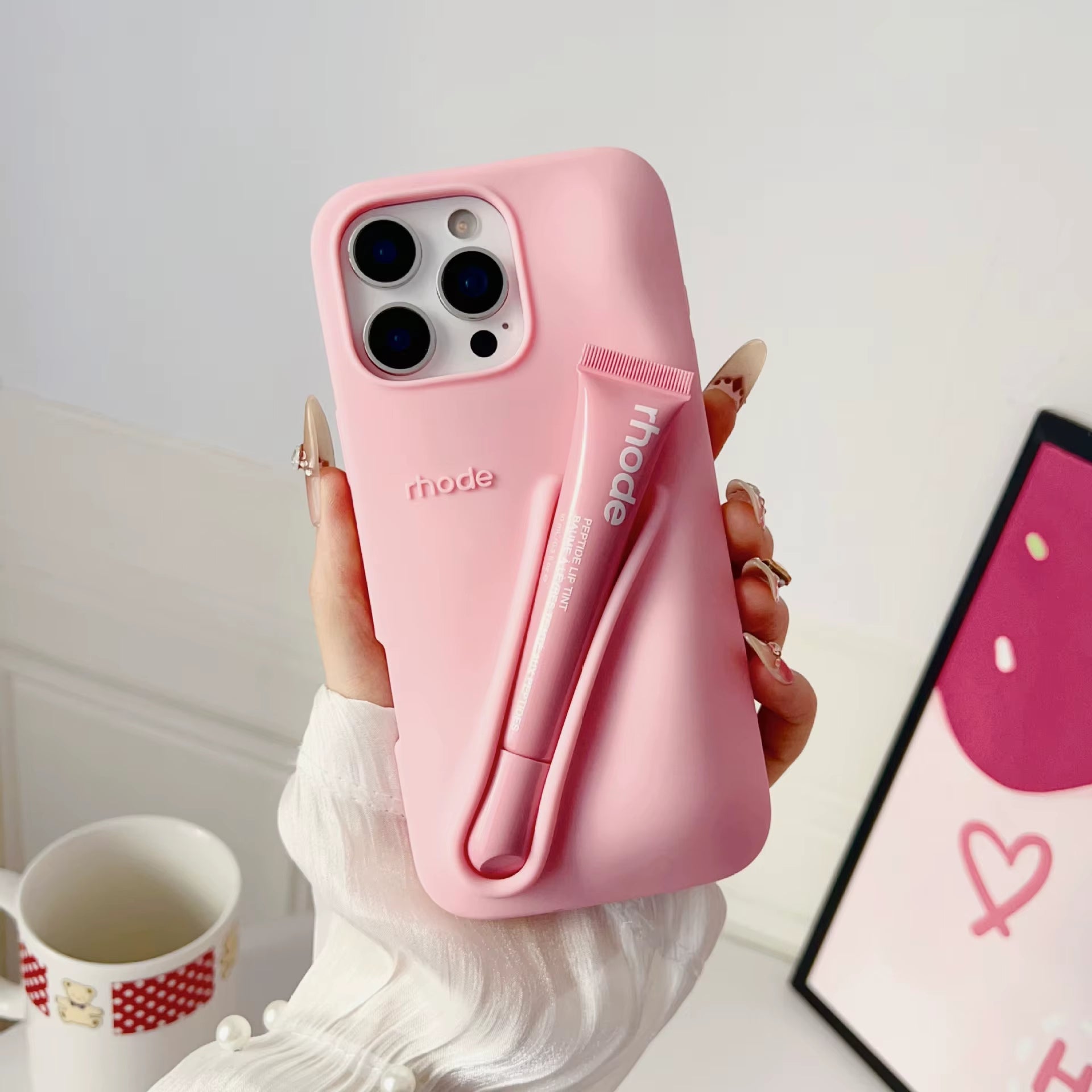 Portable Lip Gloss& Phone Case 2 in 1 for Iphone 17 16E 15 14 13 12 Pro Max plus with Lipstick Soft Cover