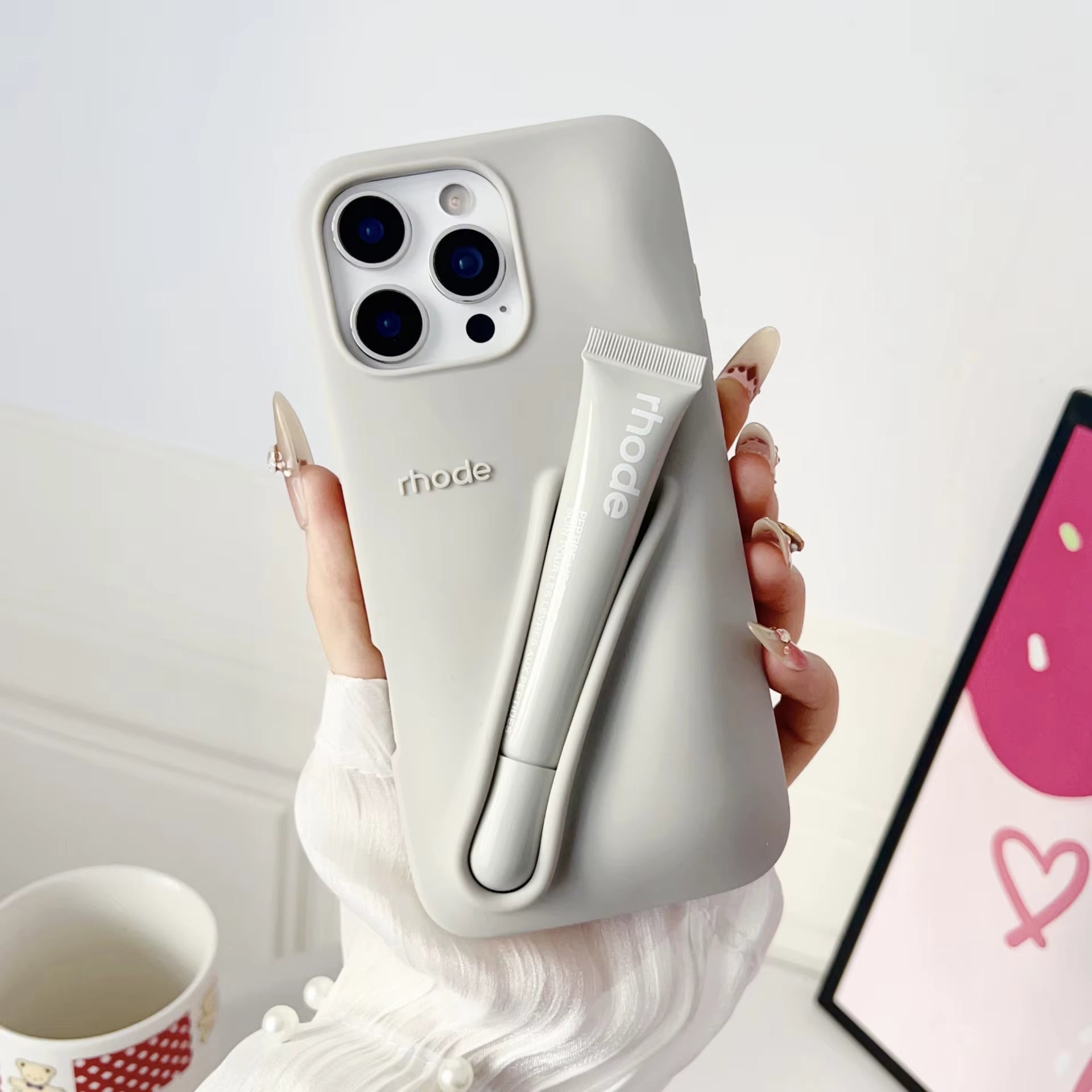 Portable Lip Gloss& Phone Case 2 in 1 for Iphone 17 16E 15 14 13 12 Pro Max plus with Lipstick Soft Cover