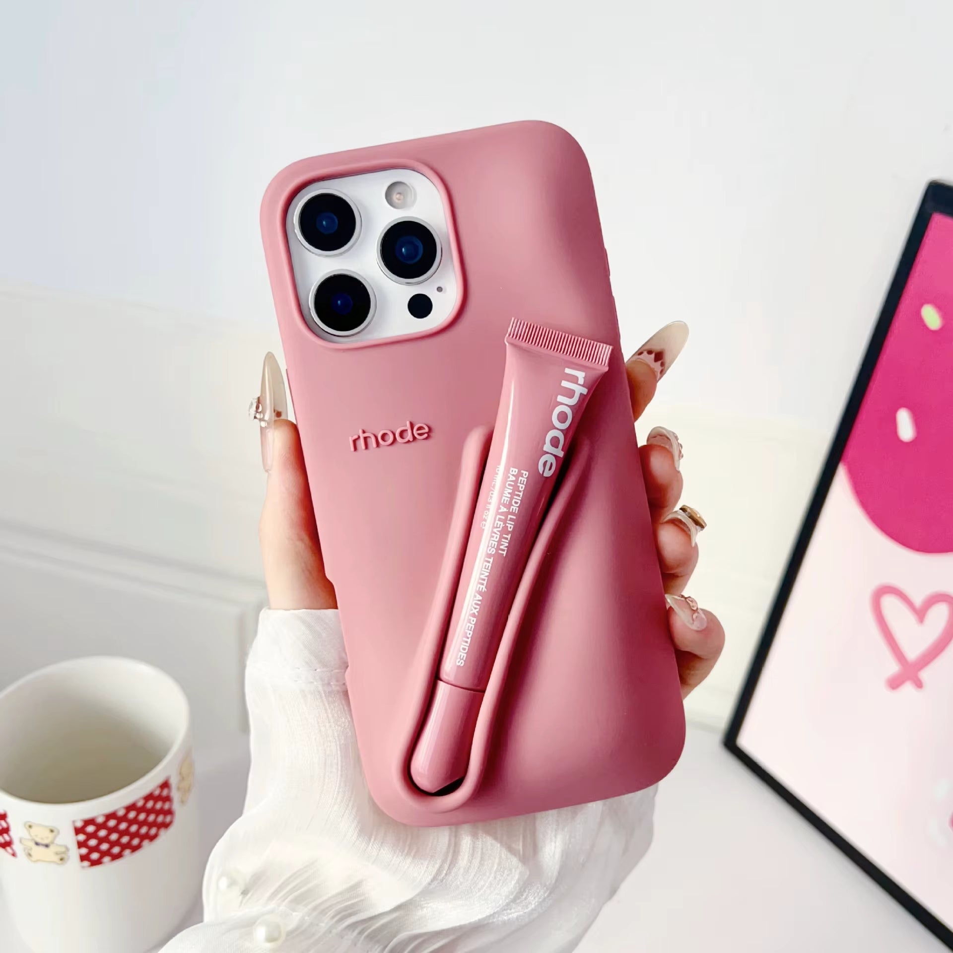 Portable Lip Gloss& Phone Case 2 in 1 for Iphone 17 16E 15 14 13 12 Pro Max plus with Lipstick Soft Cover