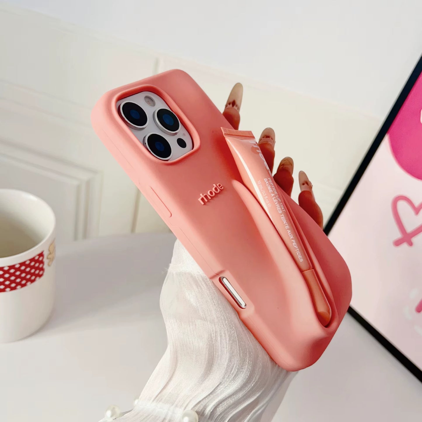 Portable Lip Gloss& Phone Case 2 in 1 for Iphone 17 16E 15 14 13 12 Pro Max plus with Lipstick Soft Cover