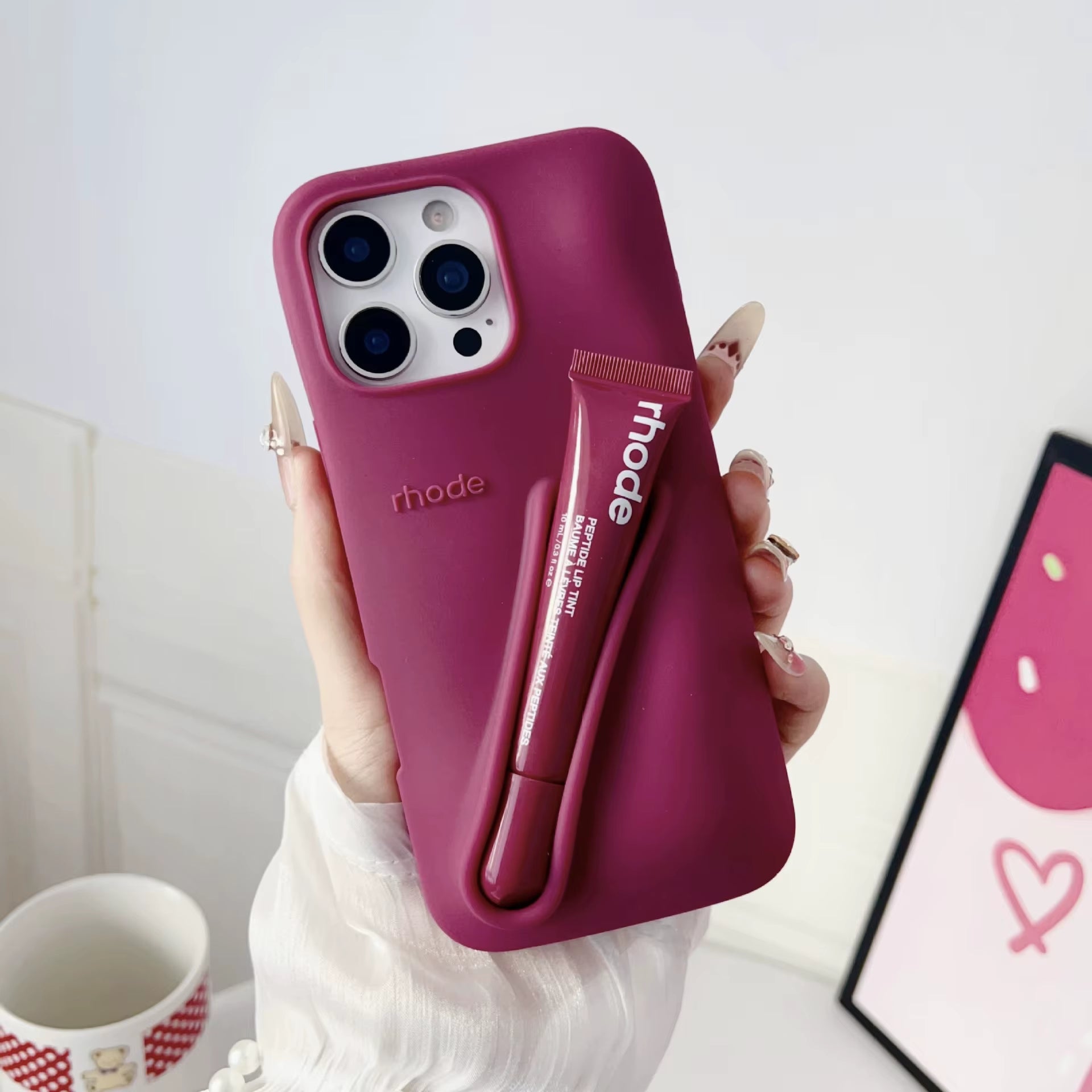 Portable Lip Gloss& Phone Case 2 in 1 for Iphone 17 16E 15 14 13 12 Pro Max plus with Lipstick Soft Cover