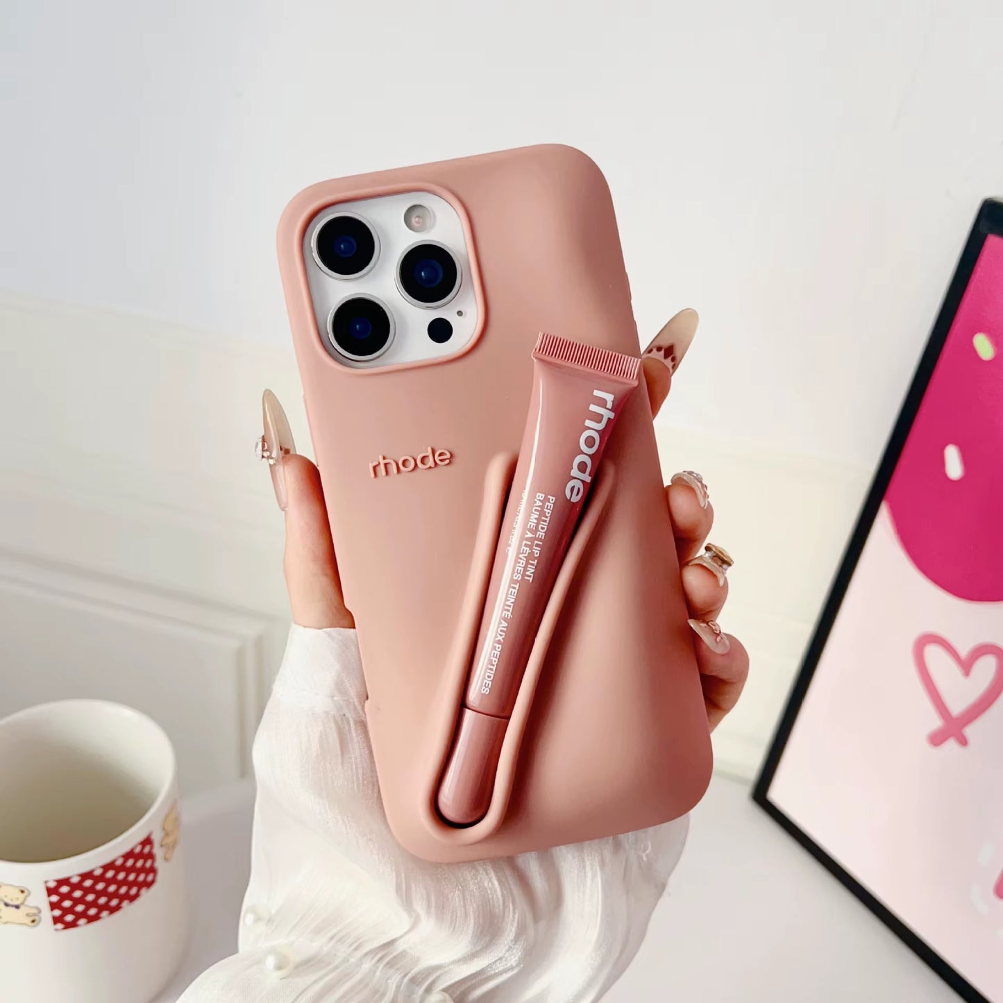 Portable Lip Gloss& Phone Case 2 in 1 for Iphone 17 16E 15 14 13 12 Pro Max plus with Lipstick Soft Cover