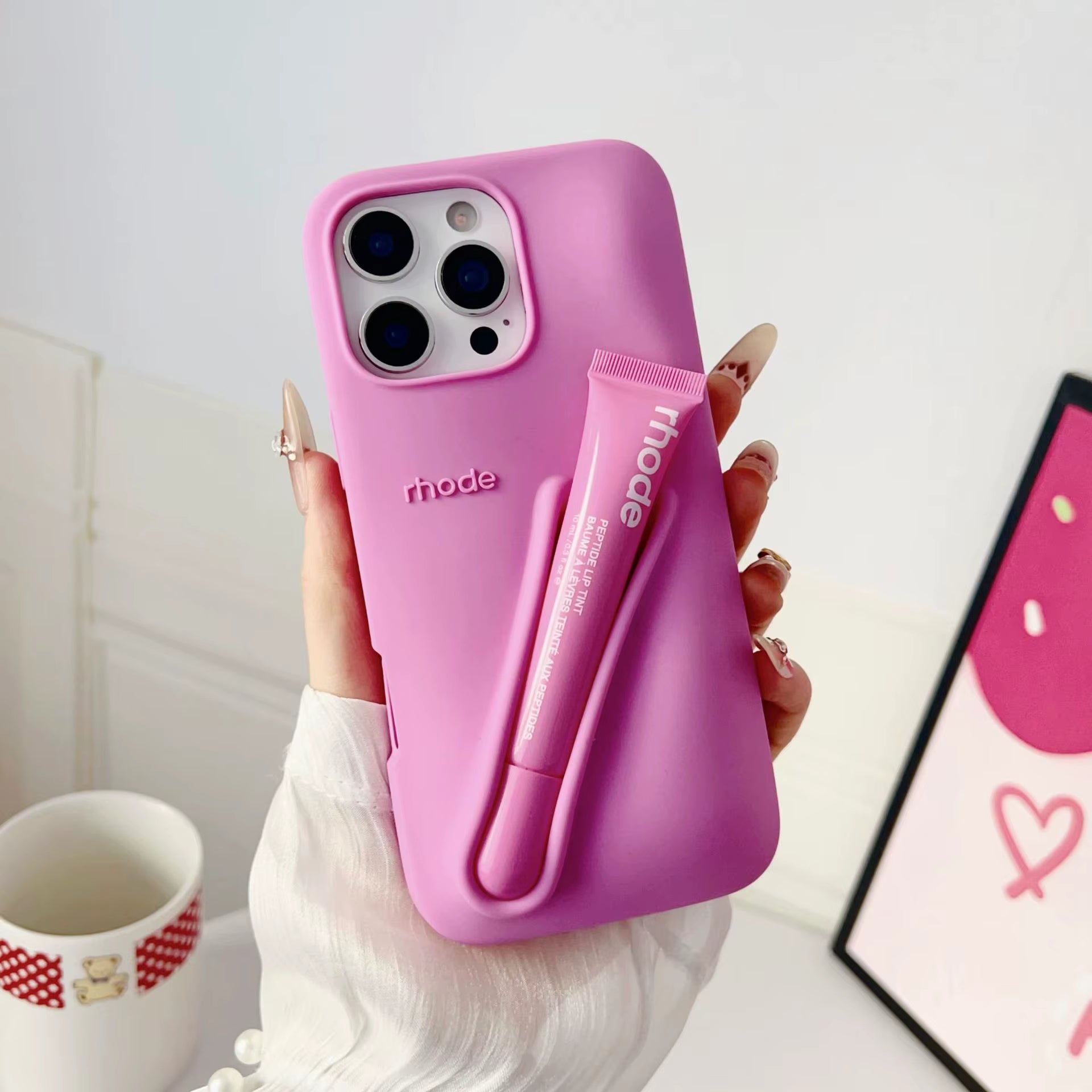 Portable Lip Gloss& Phone Case 2 in 1 for Iphone 17 16E 15 14 13 12 Pro Max plus with Lipstick Soft Cover