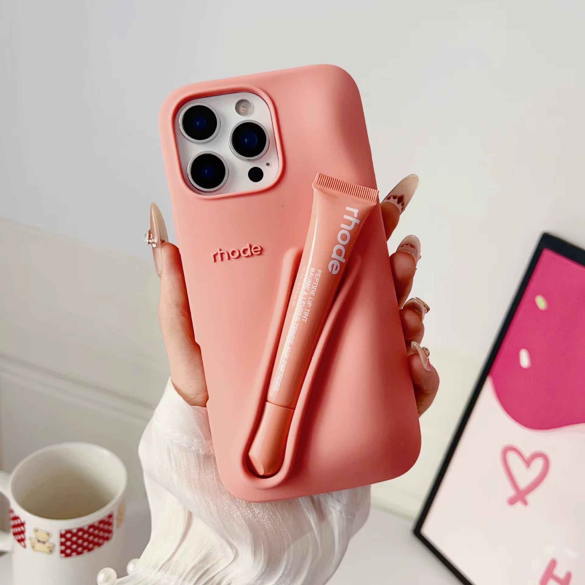 Portable Lip Gloss& Phone Case 2 in 1 for Iphone 17 16E 15 14 13 12 Pro Max plus with Lipstick Soft Cover