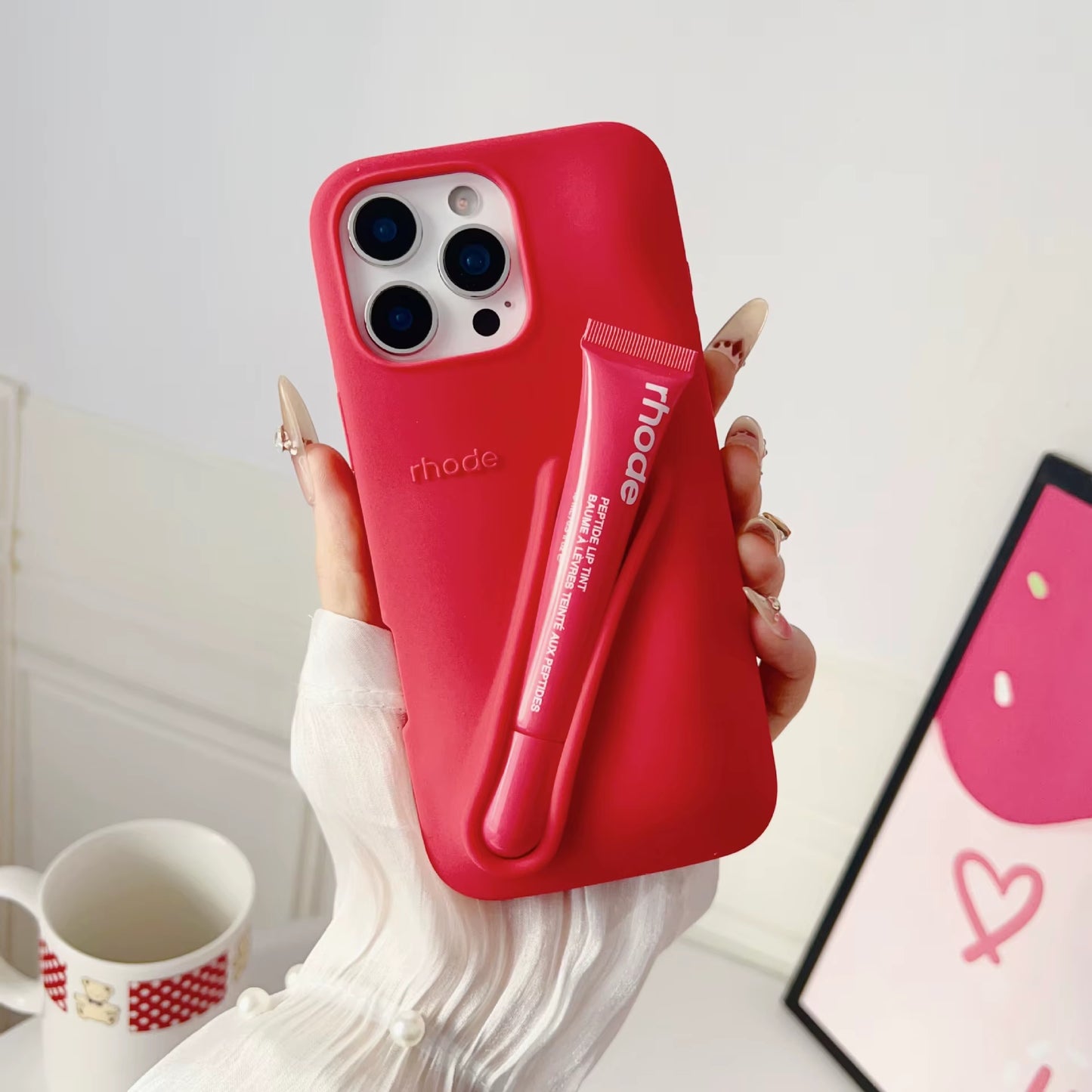 Portable Lip Gloss& Phone Case 2 in 1 for Iphone 17 16E 15 14 13 12 Pro Max plus with Lipstick Soft Cover