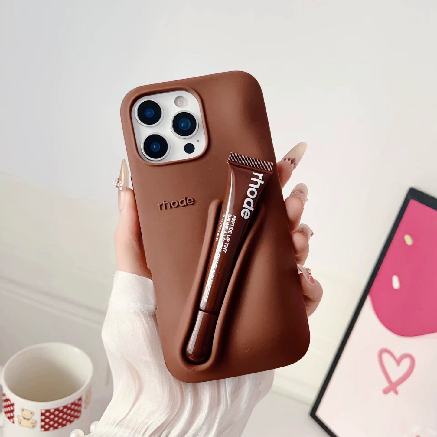 Portable Lip Gloss& Phone Case 2 in 1 for Iphone 17 16E 15 14 13 12 Pro Max plus with Lipstick Soft Cover